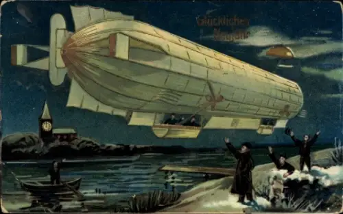 Ak Glückwunsch Neujahr, Zeppelin, Luftschiff