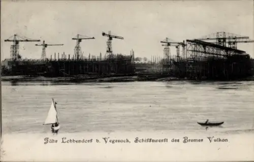 Ak Fähr Lobbendorf Vegesack Bremen, Schiffswerft des Bremer Vulkan