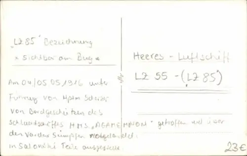 Foto Ak Luftschiff, Zeppelin LZ55, LZ85