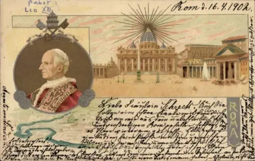 Litho Papst Leo XIII., Vincenzo Gioacchino Pecci, Vatikan, Roma