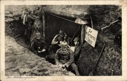 Ak Soldaten im Schützengraben, Feldtelefon, I. WK