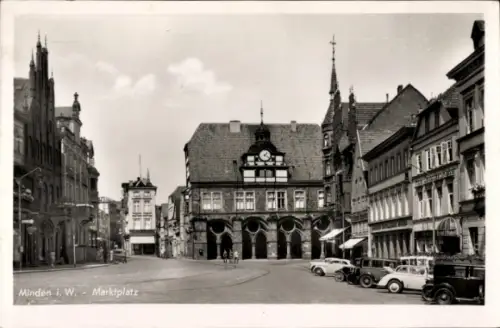 Ak Minden in Westfalen, Marktplatz, Autos