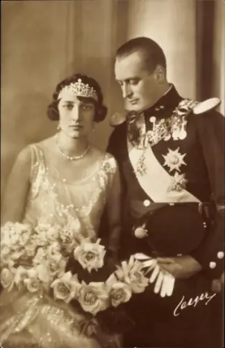 Ak Prinzessin Märtha von Schweden, Kronprinz Olav von Norwegen, Portrait