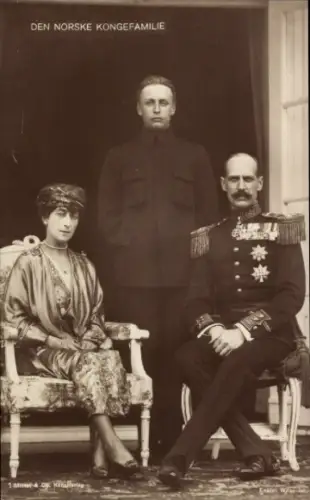 Ak König Haakon VII. von Norwegen, Königin Maud, Prinz