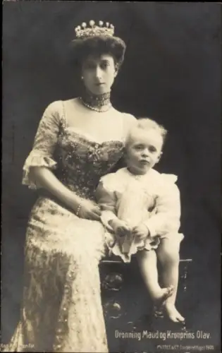 Ak Königin Maud von Norwegen, Kronprinz Olav