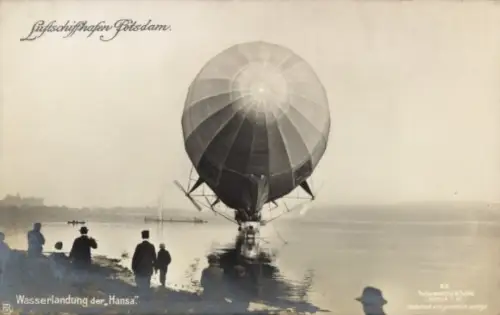 Ak Potsdam, Wasserlandung der Hansa, Luftschiff
