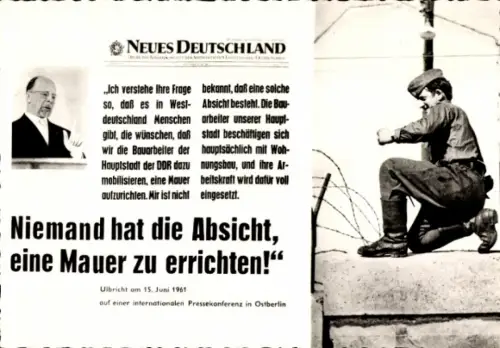 Ak Niemand hat die Absicht eine Mauer zu errichten, Walter Ulbricht, 15 Juni 1951