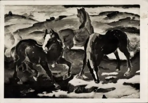Künstler Ak Marc, F., Pferde auf einer Wiese