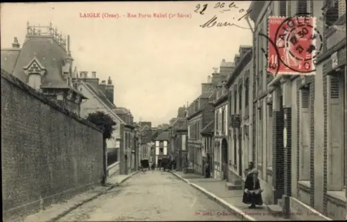 CPA L'Aigle Laigle Orne, Rue Porte Rabel
