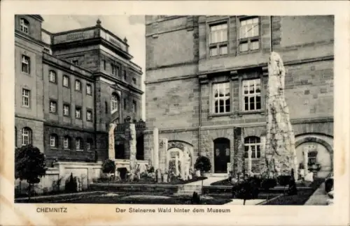 Ak Chemnitz in Sachsen,  Der Steinerne Wald hinter dem Museum