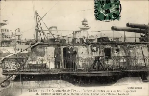 CPA Toulon, La Catastrophe de l'Iéna L'arrière du navire où a eu lieu l'explosion