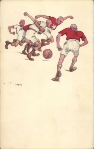 Künstler Ak Fußballspiel, Szene