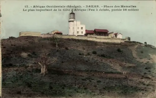 Ak Dakar Senegal, Leuchtturm, Phare des Mamelles,  Westafrika, farbige 