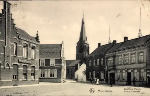 Ak Meulebeke Westflandern,  Goethals-Plaats, Kirche,  Gebäude