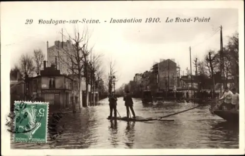 Ak Boulogne sur Seine Hauts de Seine, Inondations 1910, Le Rond-Point