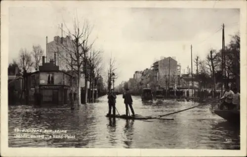 Ak Boulogne sur Seine Hauts de Seine, Inondations 1910, Le Rond-Point