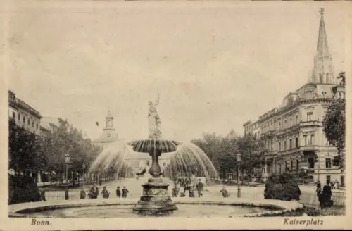 Ak Bonn am Rhein, Brunnen, Statue, Bäume, Menschen, Kaiserplatz, Bonn