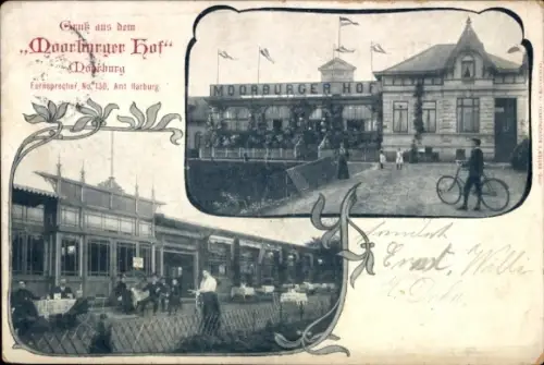 Ak Hamburg Harburg Moorburg, Moorburger Hof, Garten, Radfahrer