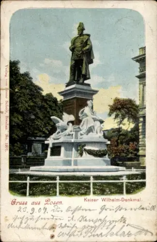 Ak Poznań Posen, Blick auf das Kaiser Wilhelm Denkmal