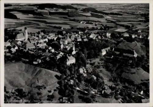 Ak Griesbach Waidhofen Niederösterreich, Luftaufnahme von  malerische Landschaft, Wohnhäuser, Kir