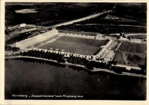 Ak Nürnberg, Zeppelinwiese, Fliegeraufnahme