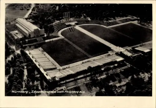 Ak Nürnberg, Zeppelinwiese, Fliegeraufnahme