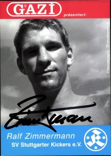 Autogrammkarte Fußballer Ralf Zimmermann, Stuttgarter Kickers, Autogramm