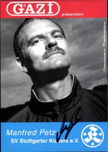 Autogrammkarte Co- und Torwarttrainer Manfred Petz, Stuttgarter Kickers, Autogramm