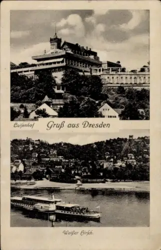 Ak Dresden Weißer Hirsch, Luisenhof, Loschwitz, Dampfschiff auf der Elbe