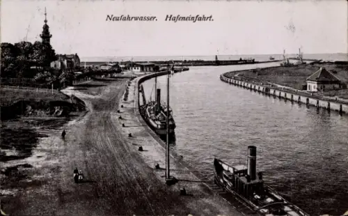 Ak Nowy Port Neufahrwasser Gdańsk Danzig, Hafeneinfahrt