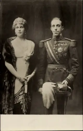 Ak König Alfons XIII. von Spanien, Victoria Eugénie Julia Ena von Battenberg, Portrait