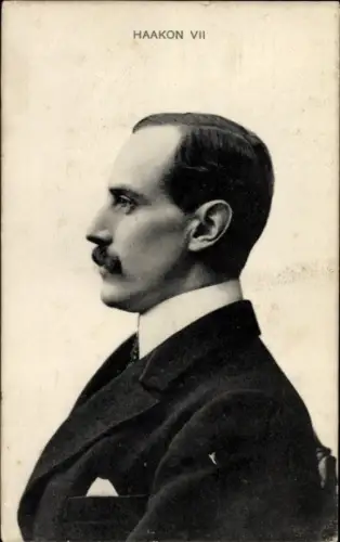 Ak König Haakon VII von Norwegen, Portrait, Profilansicht