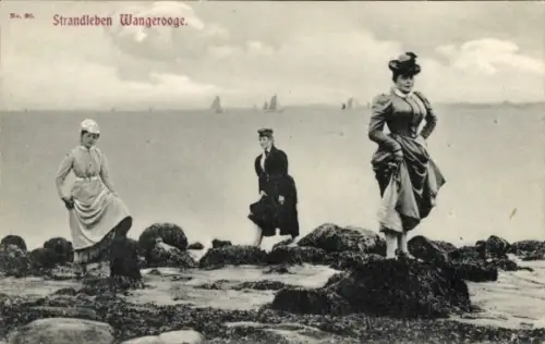 Ak Nordseebad Wangerooge in Ostfriesland, Frauen am Strand