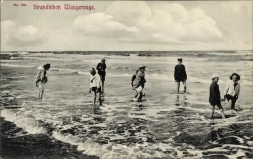 Ak Nordseebad Wangerooge in Ostfriesland, Kinder am Strand