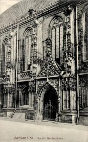Ak Zwickau in Sachsen, Marienkirche, Eingangsportal