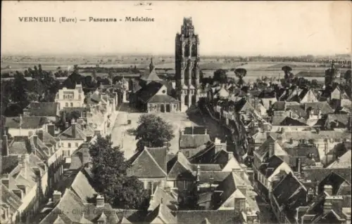 Ak Verneuil Eure, Panorama, Kirchturm