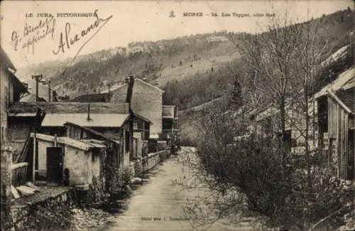 Ak Morez de Jura, Das Jura-Gebirge, malerische Landschaft, Fluss, alte Gebäude