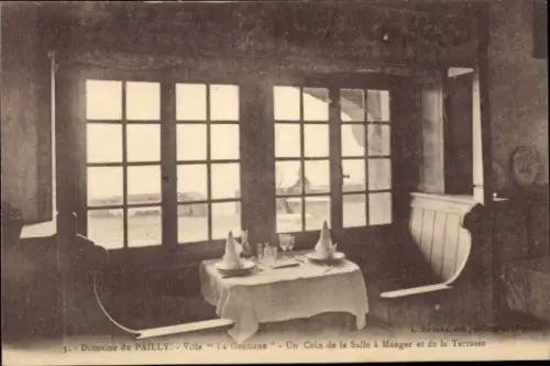 CPA Jura, Domaine du Pailly, Villa La Gentiane, un Coin de la Salle à Manger et de la Terrasse