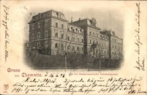 Ak Chemnitz in Sachsen,  aus  Naturheilanstalt,  Architektur, Jahr 1898