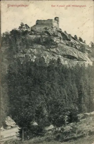 Ak Jelenia Góra Hirschberg im Riesengebirge, Kynast vom Höllengrund, Burgruine