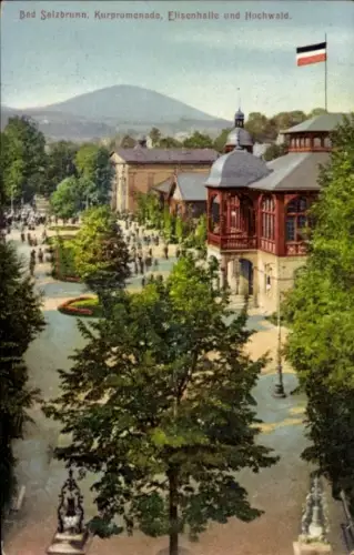 Ak Szczawno Zdrój Bad Salzbrunn Niederschlesien, Kurpromenade, Elisenhalle, Hochwald, viele Mensc