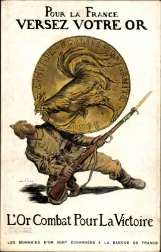 Ak Für Frankreich gieße dein Gold ein, Gold, Kampf um den Sieg