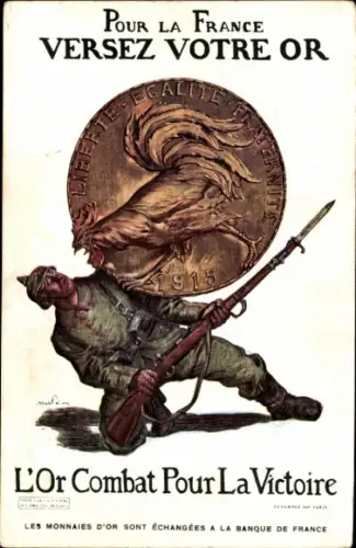 Ak Für Frankreich gieße dein Gold ein, Gold, Kampf um den Sieg