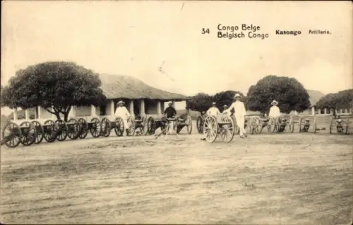 Ganzsachen Ak Kasongo Belgisch Kongo DR Kongo Zaire, Artillerie