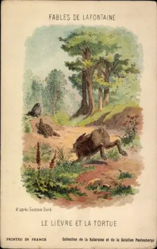 Künstler Ak Fabeln von Lafontaine, Der Hase und die Schildkröte