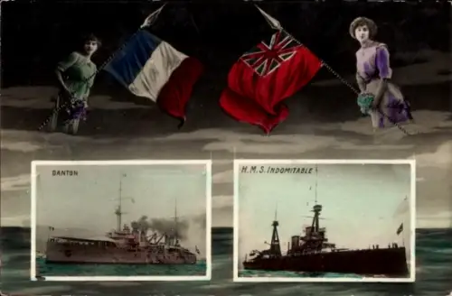 Ak Marine Militaire Française, Kriegsschiff Danton, HMS Indomitable