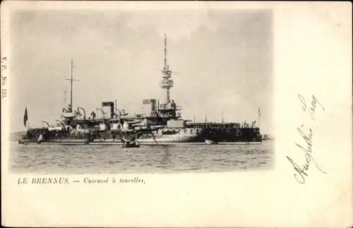 Ak Französisches Kriegsschiff, Le Brennus, Cuirassé à tourelles