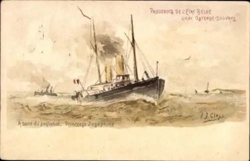 Ganzsachen Künstler Ak Paquebot Princesse Clementine, Ligne Ostende-Douvres