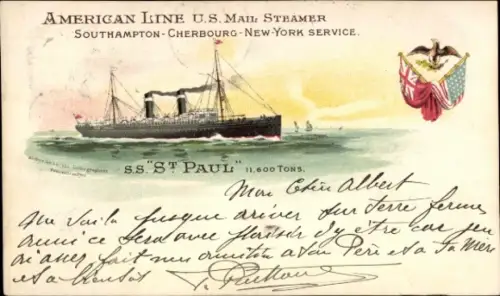 Ak American Line, US Mail Steamer, SS St. Paul