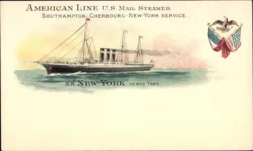 Ak SS New York, US Mail Steamer, American Line